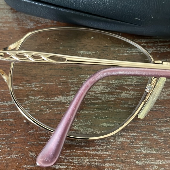 Seiko T358 pure titanium pink and gold full rim eyeglasses with black hard case - Picture 3 of 16